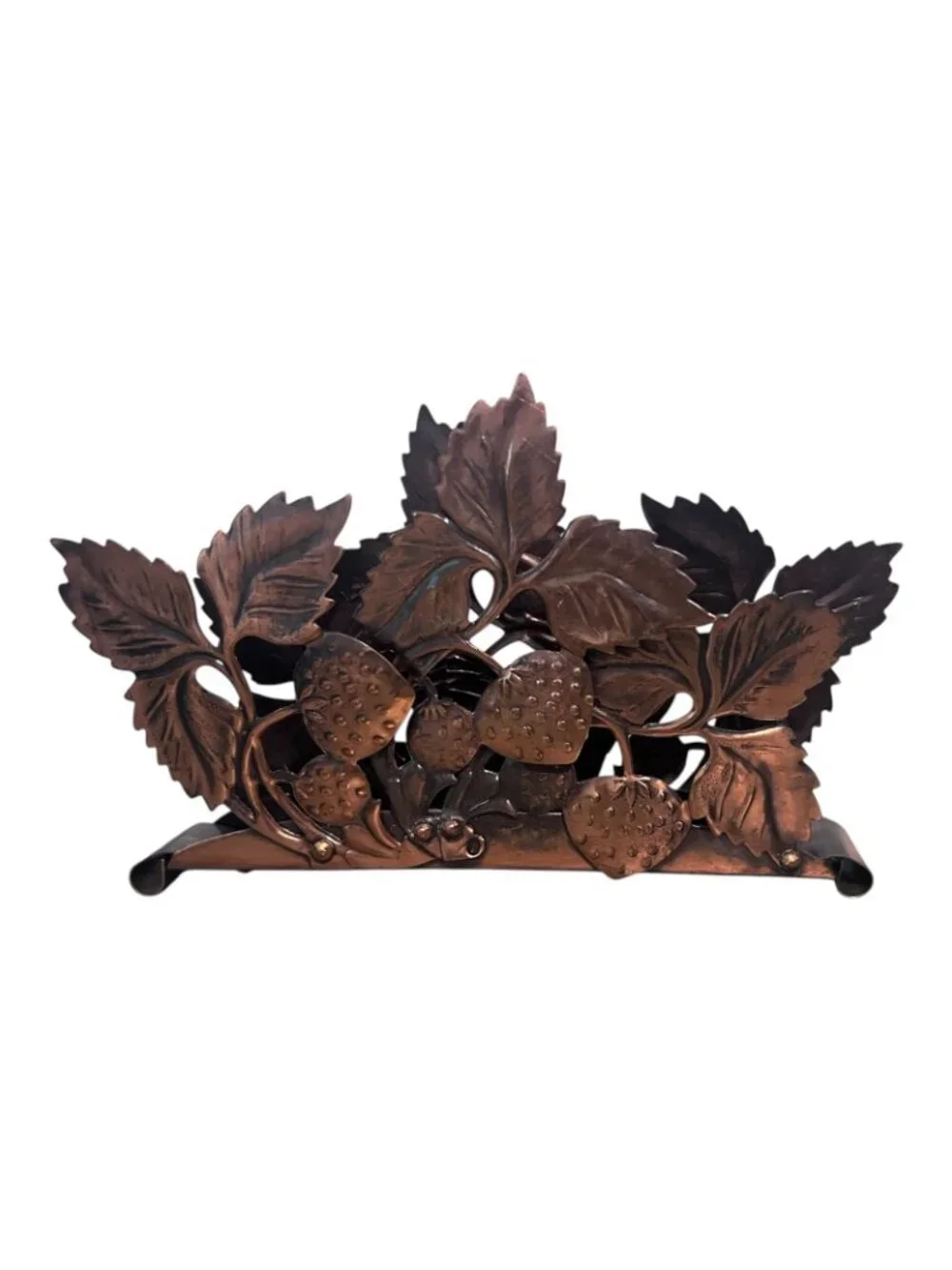 Vtg 1960s Polish Copper Strawberry Napkin Holder Letter Caddy Mid Century Poland